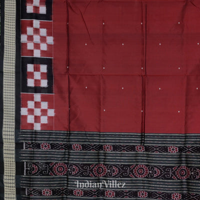 Maroon Black Pasapali Border Design Odisha Ikat Bomkai Silk Saree