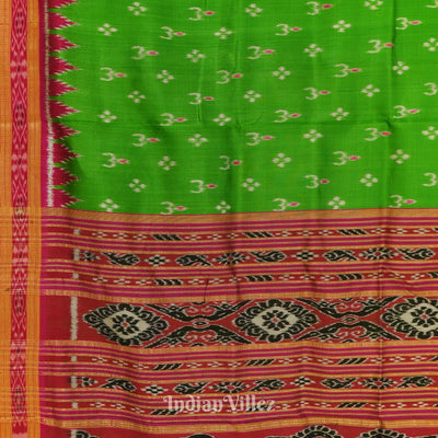 Green Pink Mayur Chandrika Khandua Silk Saree