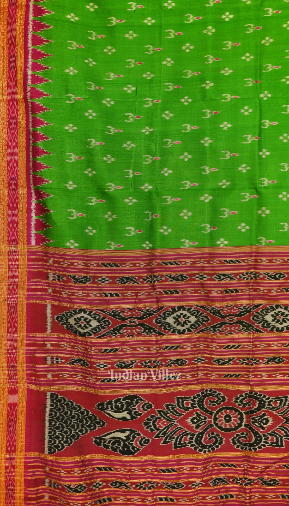 Green Pink Mayur Chandrika Khandua Silk Saree