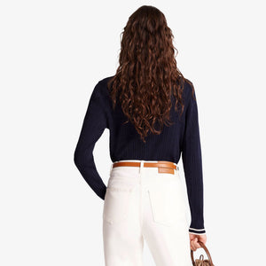 SPORTY & RICH | SRC CABLEKINT POLO { NAVY/CREAM