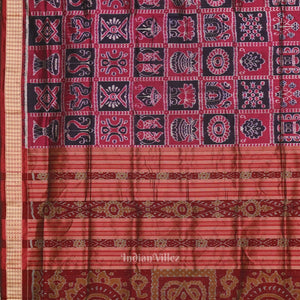 Navy Blue Rani Pink Nabakothi Odisha Ikat Sambalpuri Silk Saree