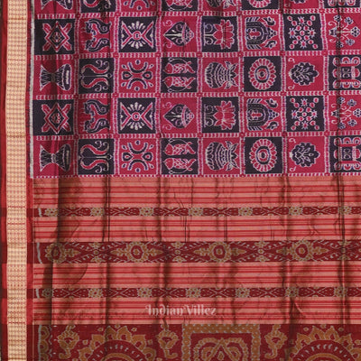 Navy Blue Rani Pink Nabakothi Odisha Ikat Sambalpuri Silk Saree