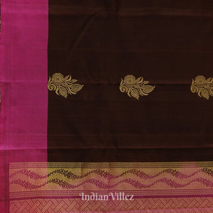 Coffee With Magenta Pure Kanjivaram Soft Silk Saree