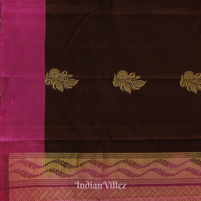 Coffee With Magenta Pure Kanjivaram Soft Silk Saree