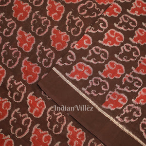 Chocolate Brown  Sambalpuri Odisha Ikat Cotton Fabric