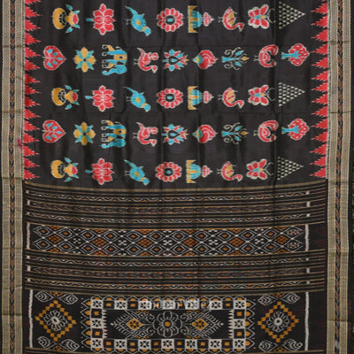 Black Nabakothi Odisha Ikat Khandua Silk Saree