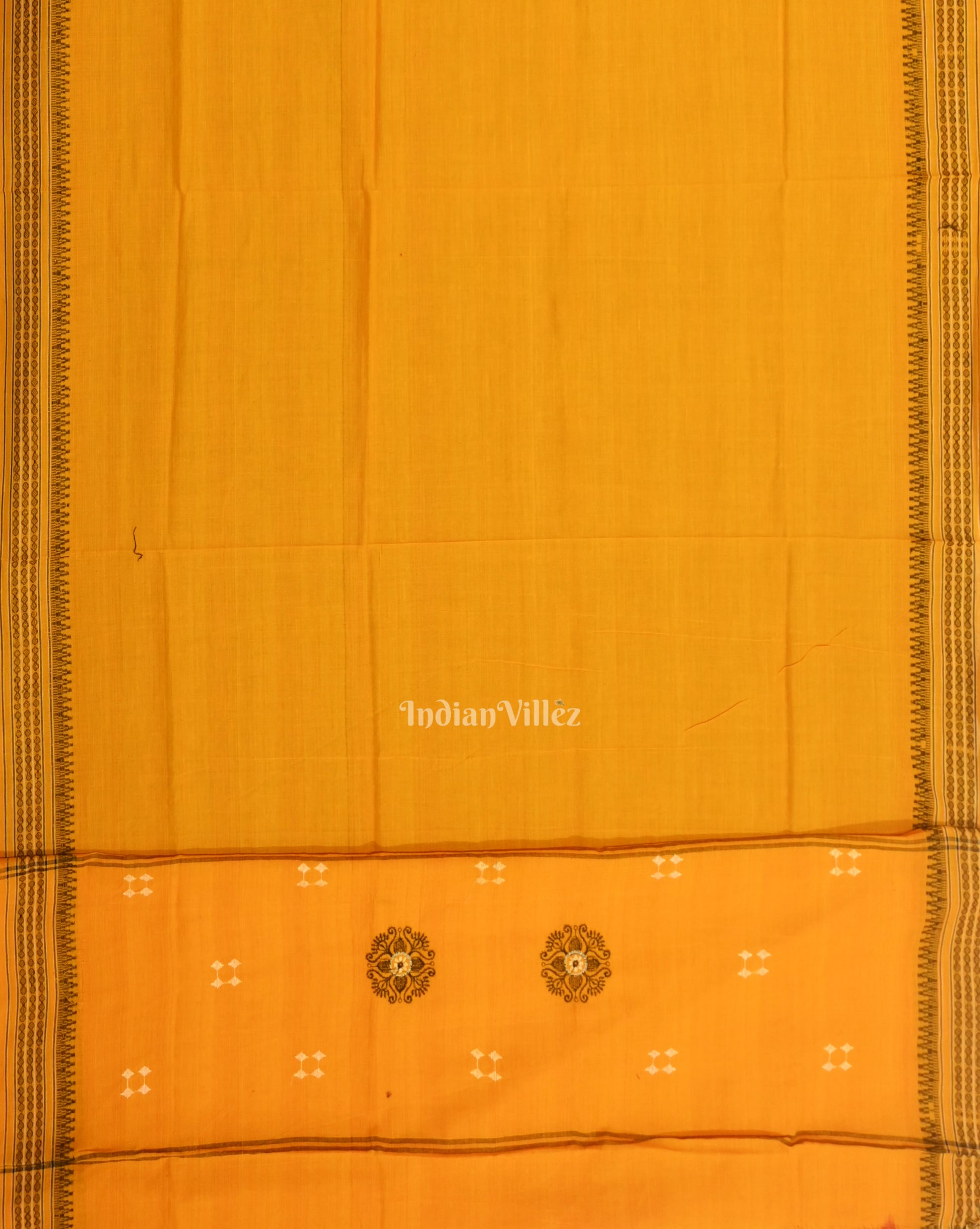 Black yellow Sambalpuri Bomkai Cotton Dress set with Dupatta