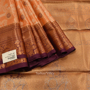 Golden Orange Pure Kanjivaram Tissue Silk Saree
