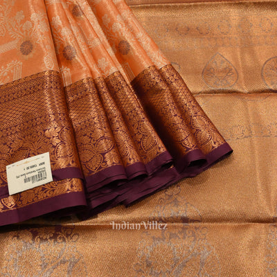 Golden Orange Pure Kanjivaram Tissue Silk Saree