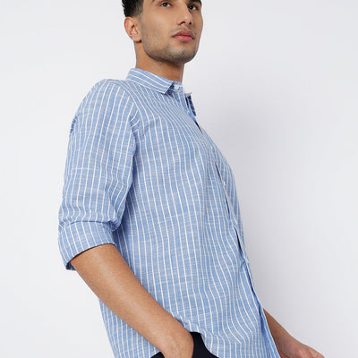 Blue Striped Linen Shirt