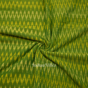 Parrot Green Handwoven Pochampally Ikat Cotton Fabric