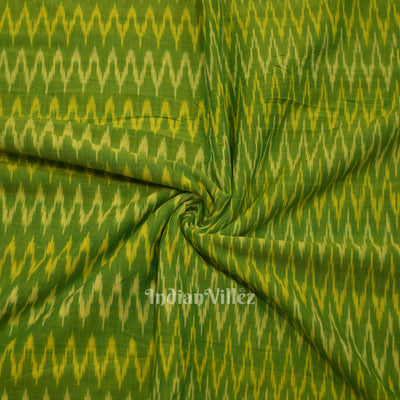 Parrot Green Handwoven Pochampally Ikat Cotton Fabric