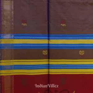 Copper Dual Tone Pure Bishnupuri Silk Saree