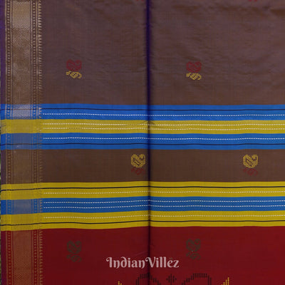 Copper Dual Tone Pure Bishnupuri Silk Saree