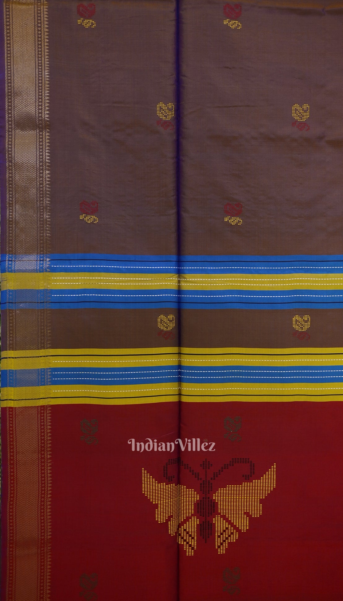 Copper Dual Tone Pure Bishnupuri Silk Saree