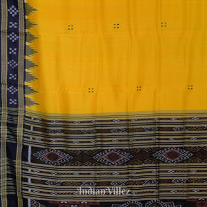 Yellow Butta Design Border Pasapali Odisha Ikat Khandua Silk Saree