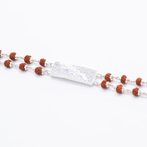 Rudraksha Silver Jaguar Symbol Double Line Bracelet