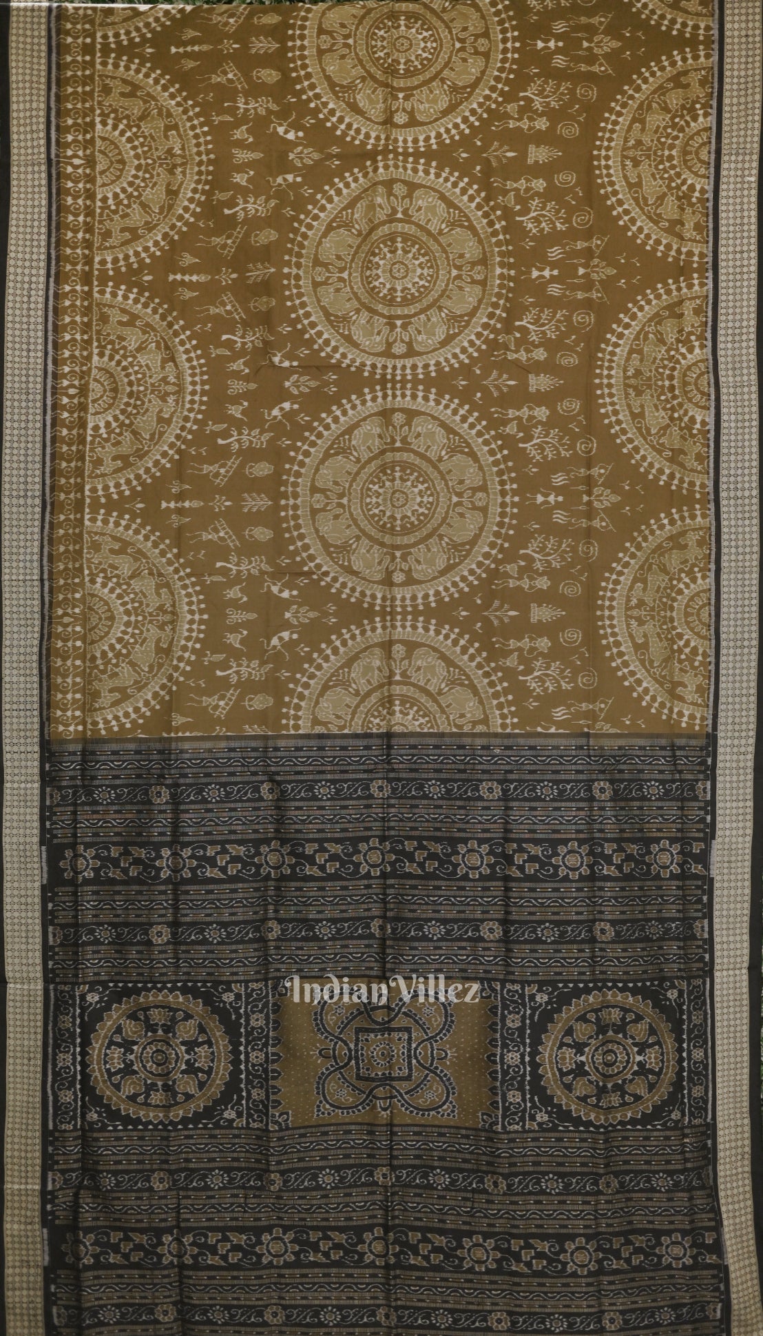 Trtout Grey Odisha Ikat Sambalpuri Silk Saree