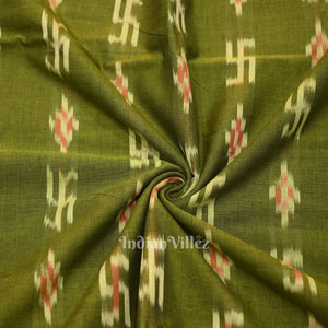 Mehendi Green  Swastik Sambalpuri Ikat Cotton Fabric