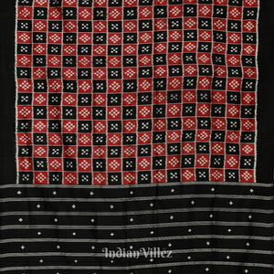 Red Black Pasapali Designer Odisha Ikat Contemporary Silk Saree