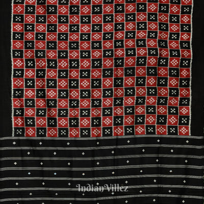 Red Black Pasapali Designer Odisha Ikat Contemporary Silk Saree