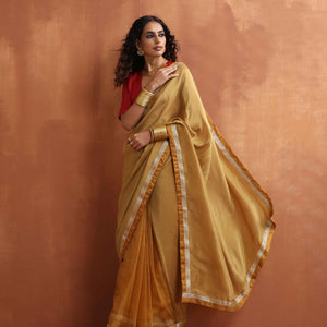 trueBrowns Gold Tissue Ready To Wear Saree