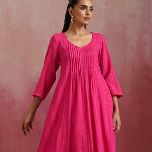 trueBrowns Pink Cotton Dobby Kurta Set