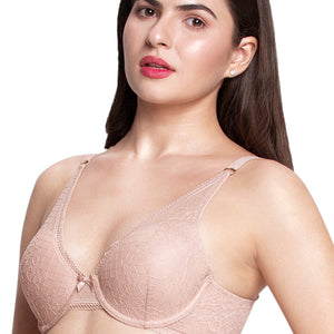 High Apex Lace Padded wired Bra - Misty Rose