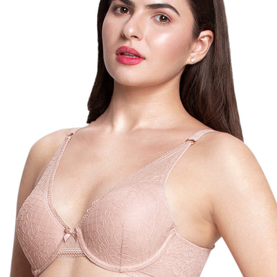 High Apex Lace Padded wired Bra - Misty Rose
