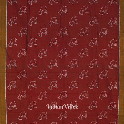 Maroon Pigeon Odisha Ikat Sambalpuri Pure Cotton Saree
