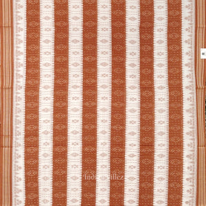 White Brown 16d Odisha Ikat Sambalpuri Cotton Saree