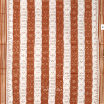 White Brown 16d Odisha Ikat Sambalpuri Cotton Saree