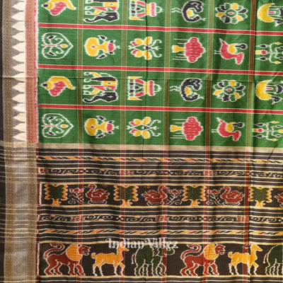 Green Nabakothi Odisha Ikat Khandua Silk Saree