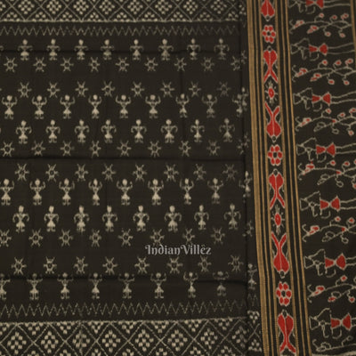 Red Black Tribal Theme Odisha Ikat Sambalpuri Dress Set & Dupatta