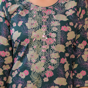 green-floral-printed-pure-cotton-straight-kurti