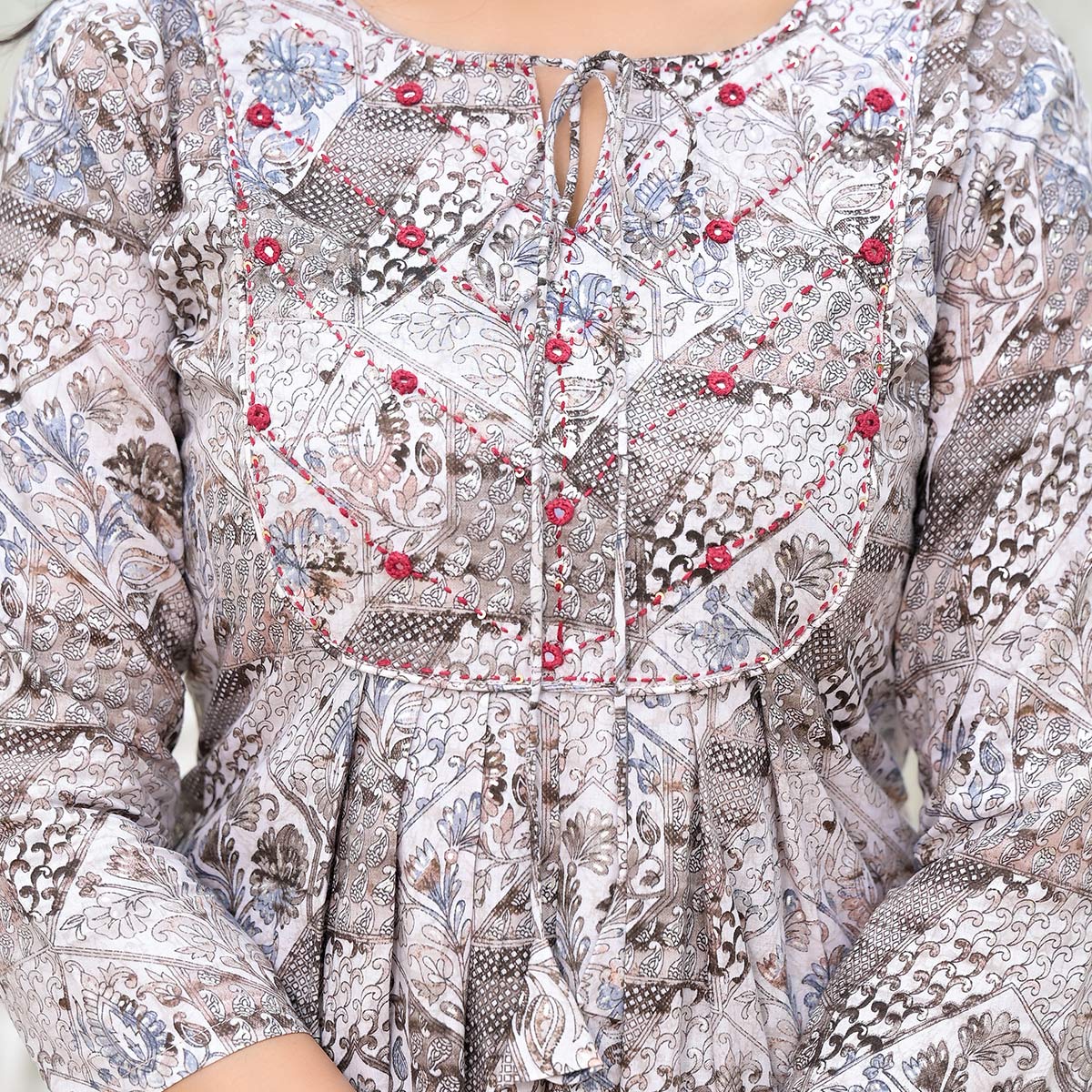 grey-floral-printed-pure-cotton-a-line-dress
