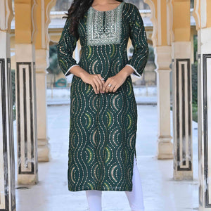 green-foil-printed-rayon-straight-kurti
