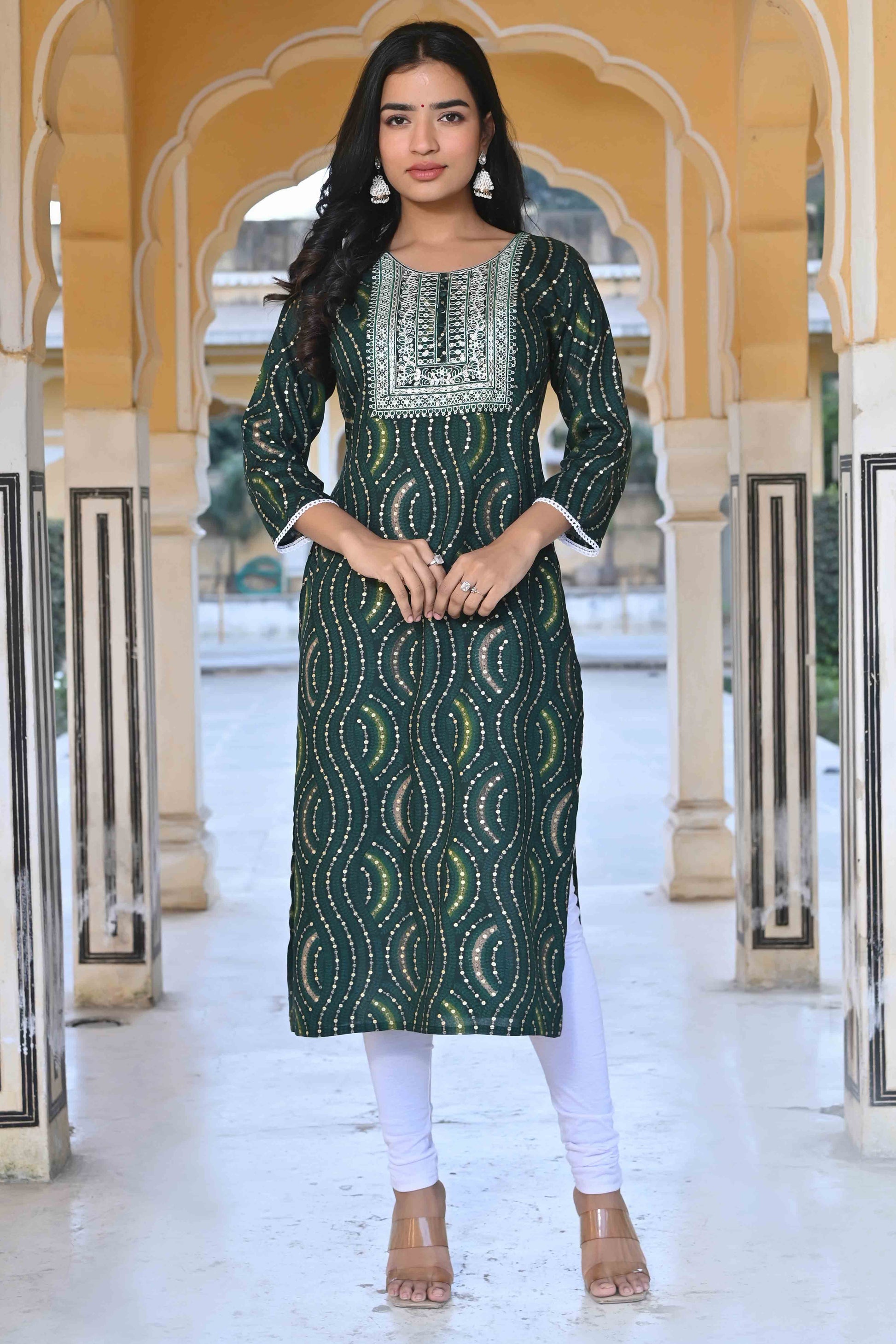 green-foil-printed-rayon-straight-kurti