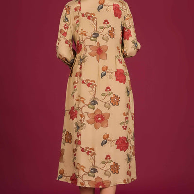 Chikoo Floral Printed Muslin A-Line Dress