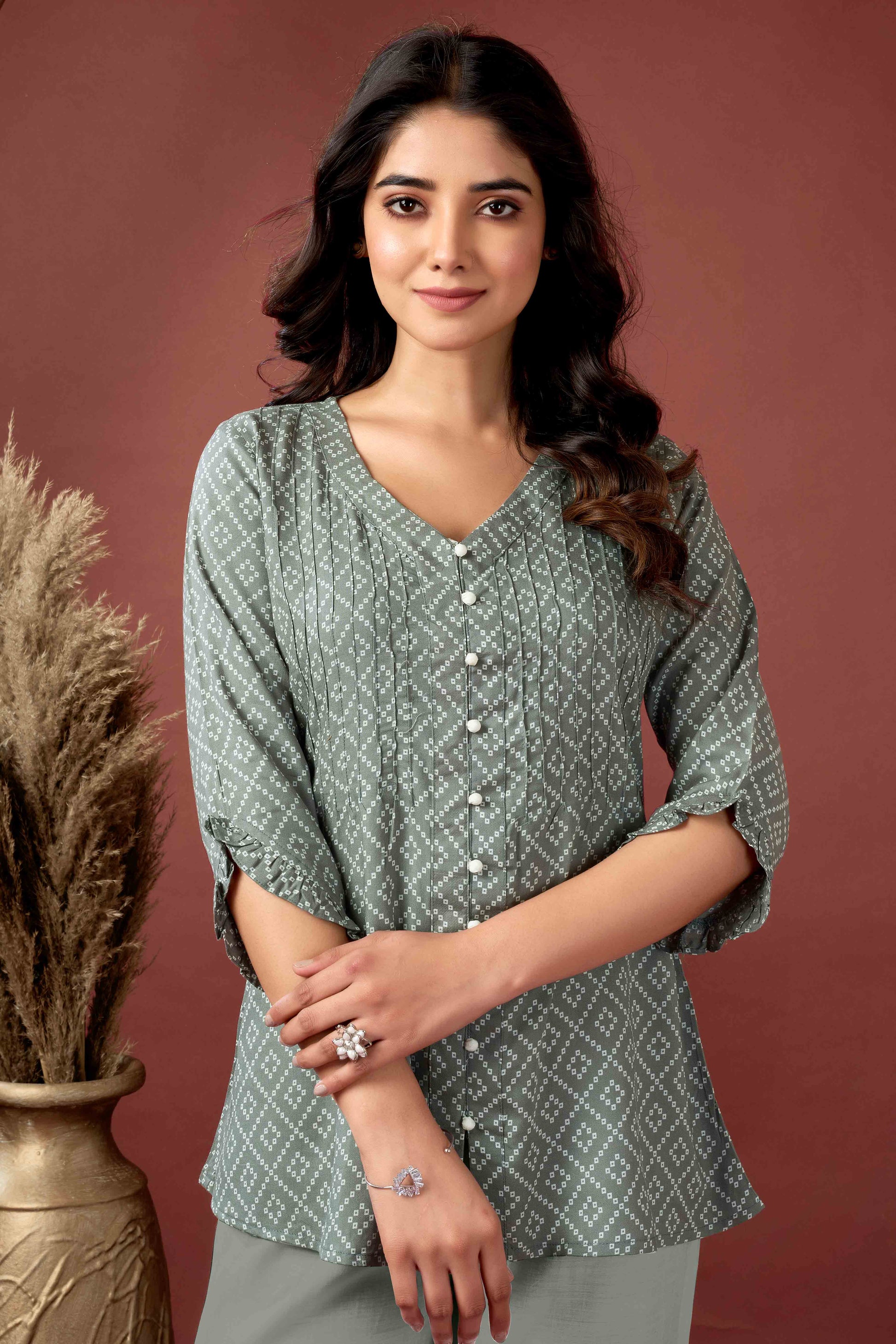grey-bandhani-printed-pure-cotton-top