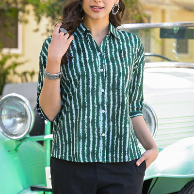 green-striped-printed-pure-cotton-top