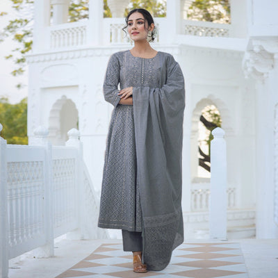 grey-jaipuri-print-with-gota-work-pure-cotton-anarkali-suit