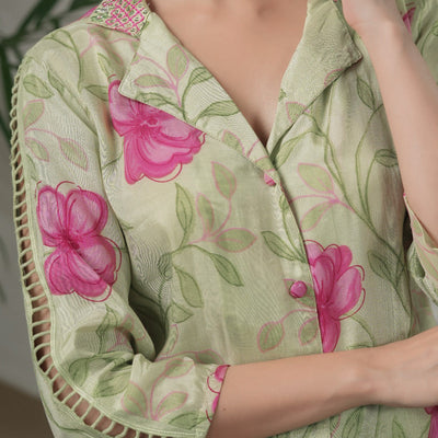 green-floral-printed-muslin-co-ord-set