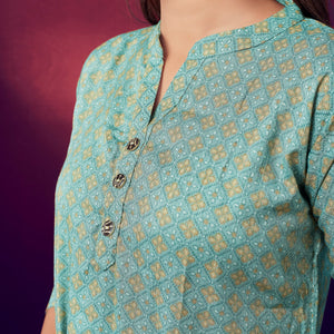 green-printed-rayon-high-low-top