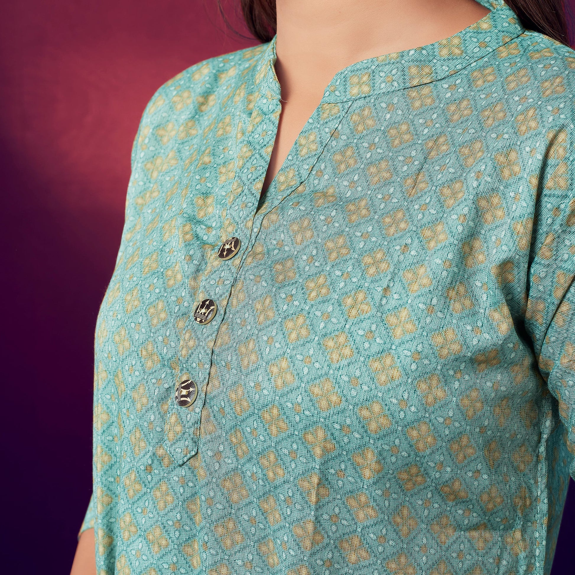 green-printed-rayon-high-low-top