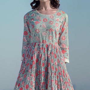 green-floral-printed-pure-cotton-gown