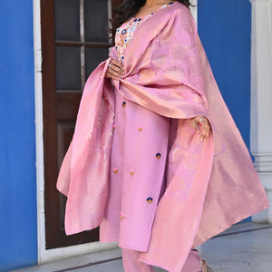 Lavender Sequins Embroidered Viscose Salwar Suit