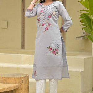 grey-floral-embroidered-chanderi-straight-kurti-with-handwork