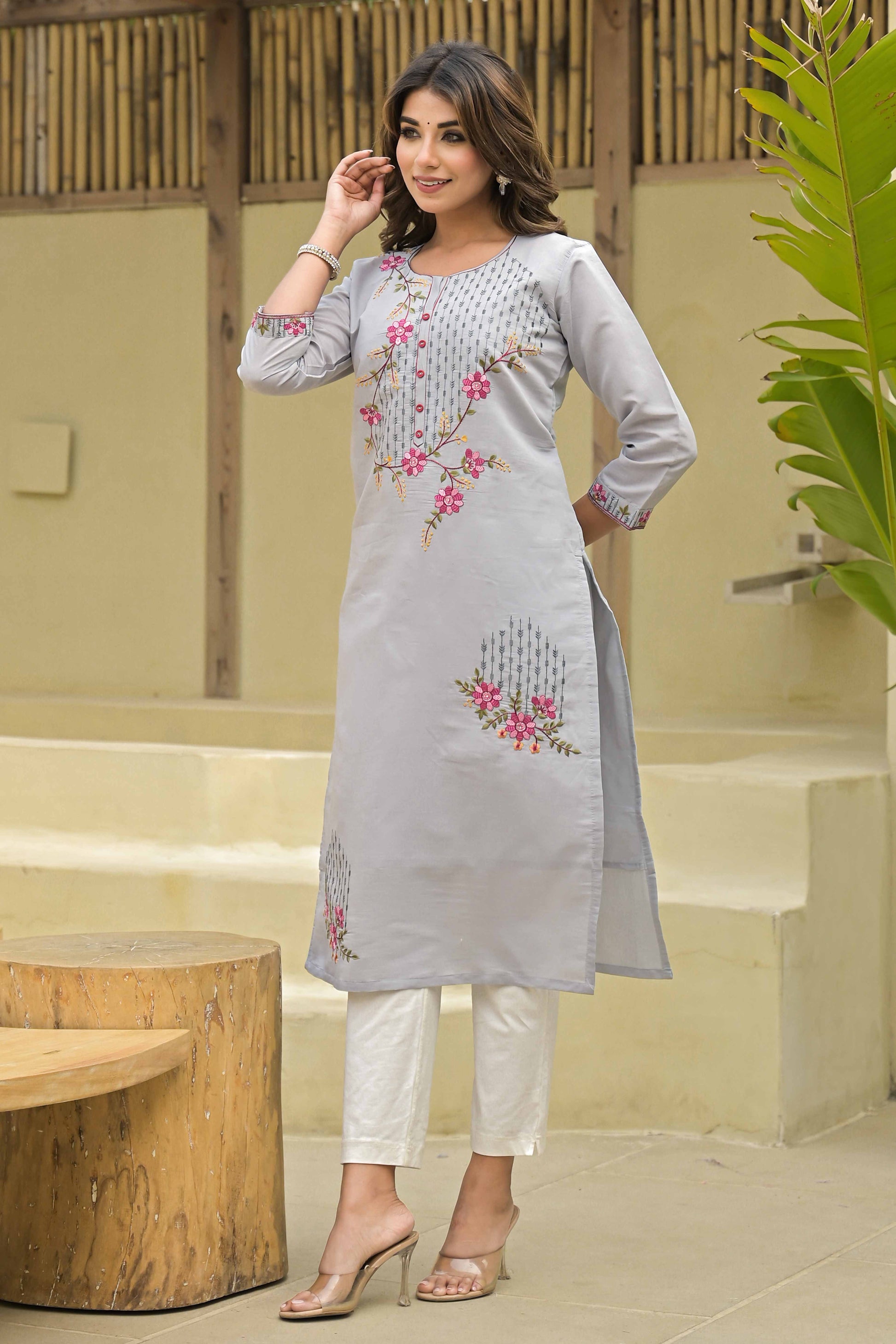 grey-floral-embroidered-chanderi-straight-kurti-with-handwork