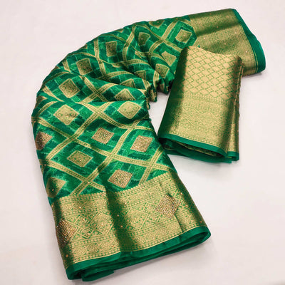 green-woven-with-stonework-organza-jacquard-saree-7